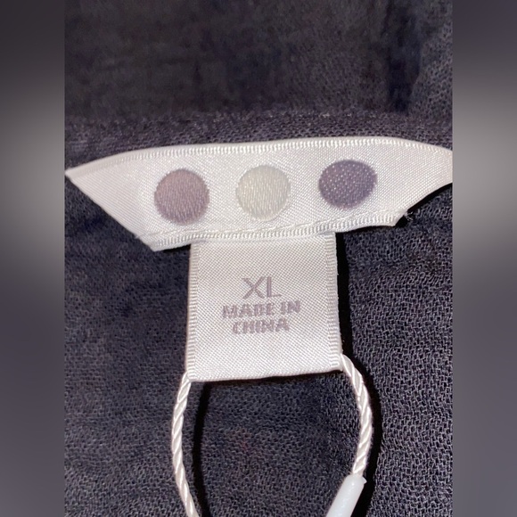 Three Dot‎ Women Cap Sleeve Double Gauze Black Top Size  X-Large - Picture 3 of 9